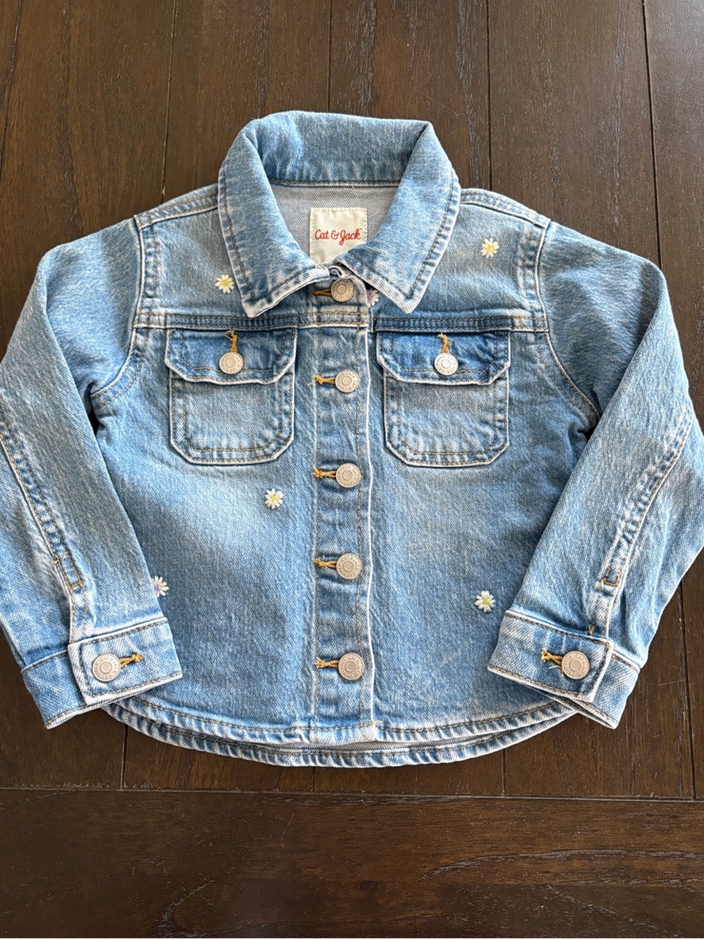 Cat & Jack Light Blue Denim Jacket with Daisy Accents